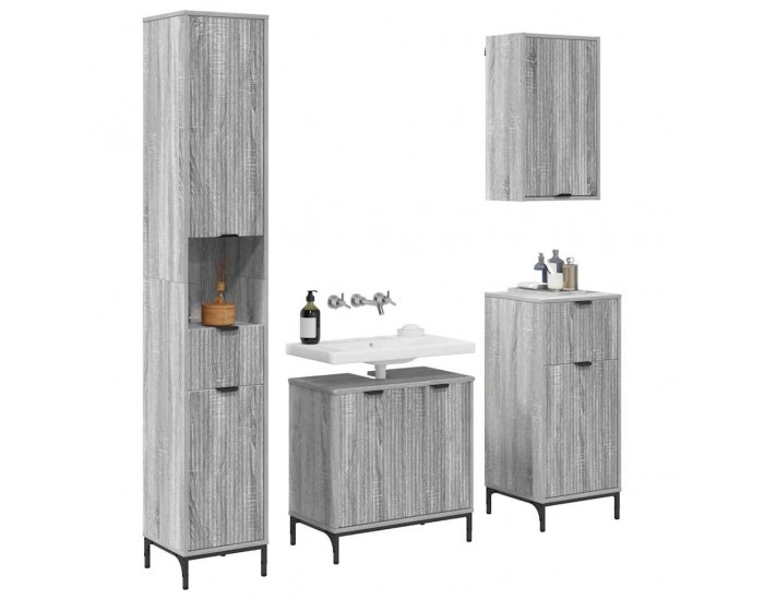 Sonata H Комплект мебели за баня Сив Сонома Инженерно дърво, Метал