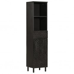 Sonata H Шкаф за баня, черен, 38x33x160 см, масивно мангово дърво - Шкафове за баня