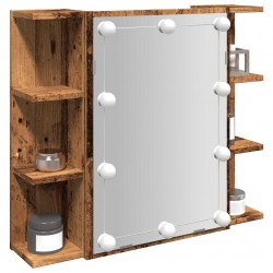 Sonata H Огледален шкаф с LED Старо дърво 70x16,5x60 cm - Шкафове за баня