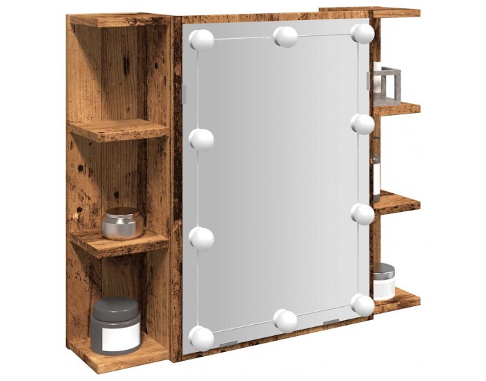 Sonata H Огледален шкаф с LED Старо дърво 70x16,5x60 cm
