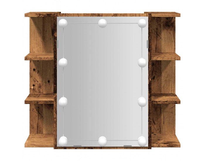 Sonata H Огледален шкаф с LED Старо дърво 70x16,5x60 cm