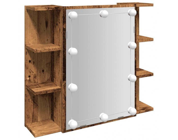 Sonata H Огледален шкаф с LED Старо дърво 70x16,5x60 cm