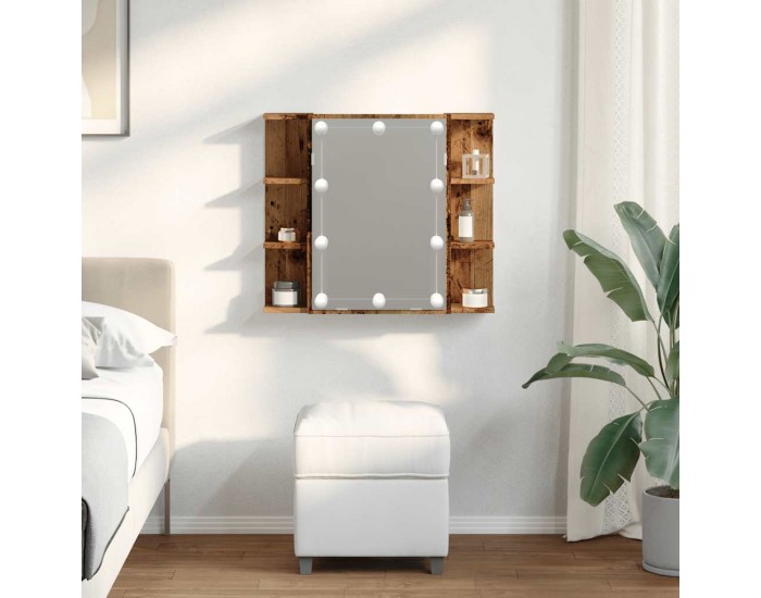 Sonata H Огледален шкаф с LED Старо дърво 70x16,5x60 cm