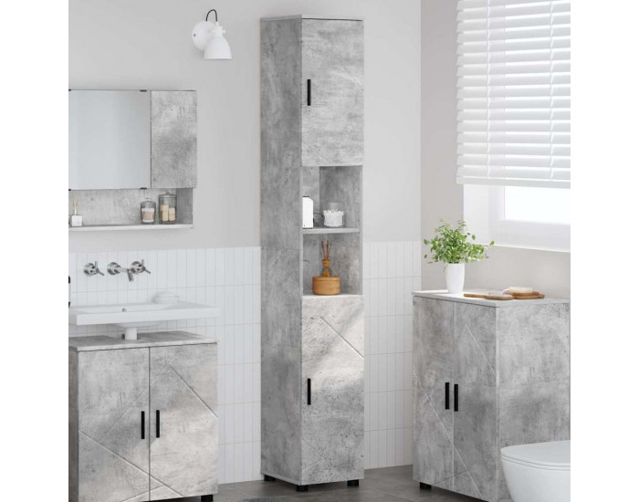 Sonata H Висок шкаф за баня със съхранение Бетонно сиво 30 x 35 x 192 см