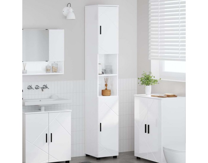 Sonata H Висок шкаф за баня Бяло Със Силен Гланц 30 x 35 x 192 см