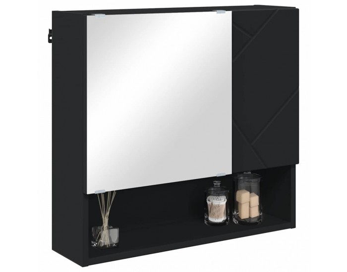 Sonata H Шкаф с огледало с рафт Черно 59 x 17 x 55 см Инженерно дърво