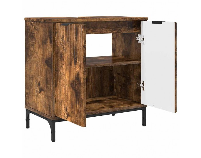 Sonata H Шкаф за мивка в баня с врата Опушен дъб 60.5 x 33.5 x 61 см