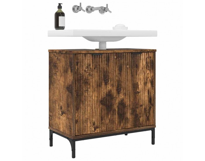 Sonata H Шкаф за мивка в баня с врата Опушен дъб 60.5 x 33.5 x 61 см