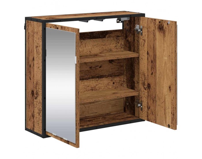 Sonata H Шкаф с огледало за баня с рафт Старо дърво 65 x 20 x 60 см
