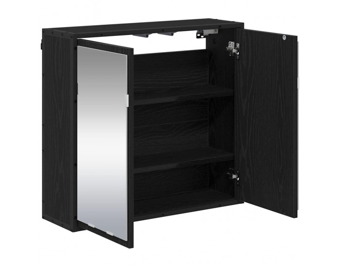 Sonata H Шкаф с огледало за баня с рафт Черен дъб 65 x 20 x 60 см