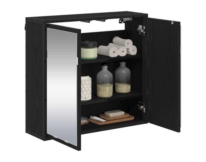 Sonata H Шкаф с огледало за баня с рафт Черен дъб 65 x 20 x 60 см