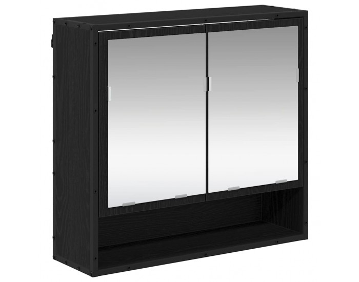 Sonata H Шкаф с огледало за баня с рафт Черен дъб 65 x 20 x 60 см