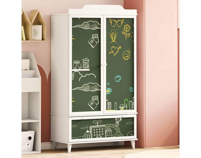 Sonata H Дъска за записки Гардероб с чекмедже Бяло Инженерно дърво