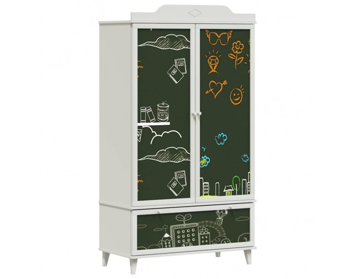 Sonata H Дъска за записки Гардероб с чекмедже Бяло Инженерно дърво