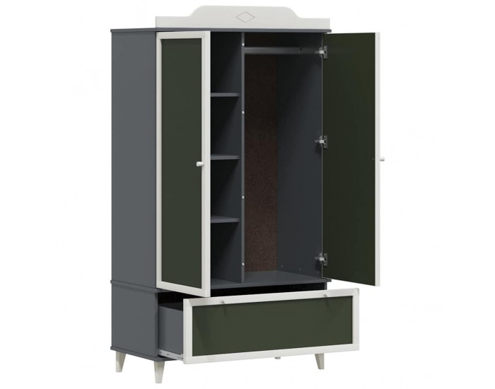 Sonata H Дъска за записки Гардероб с рафт Сиво и бяло Инженерно дърво