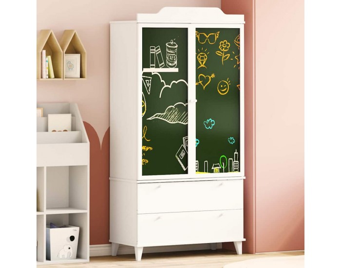 Sonata H Дъска за записки Гардероб с чекмедже Бяло Инженерно дърво