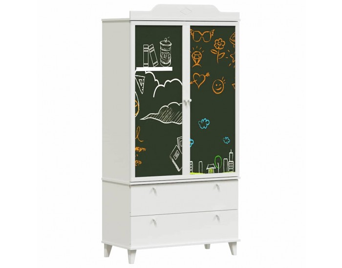 Sonata H Дъска за записки Гардероб с чекмедже Бяло Инженерно дърво