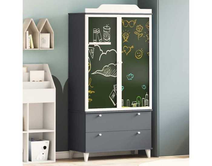 Sonata H Дъска за записки Гардероб с рафт Сиво и бяло Инженерно дърво