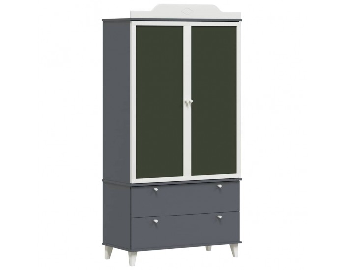 Sonata H Дъска за записки Гардероб с рафт Сиво и бяло Инженерно дърво