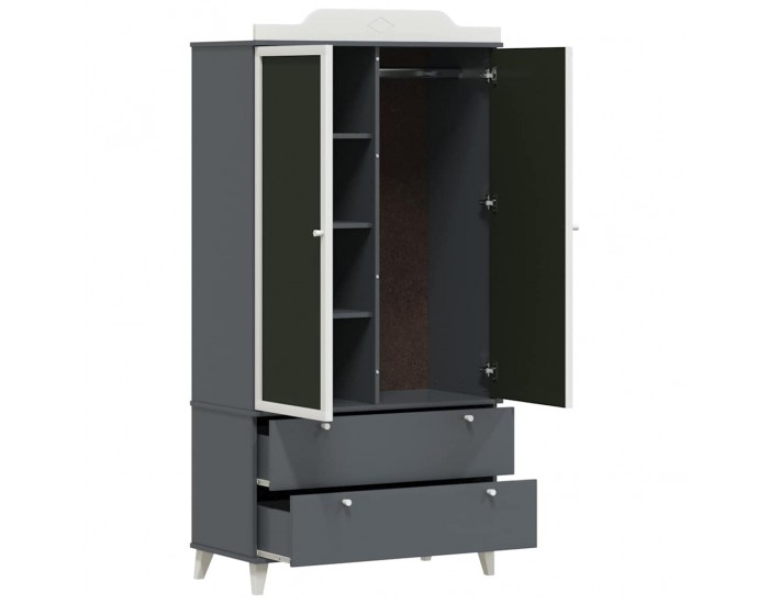 Sonata H Дъска за записки Гардероб с рафт Сиво и бяло Инженерно дърво