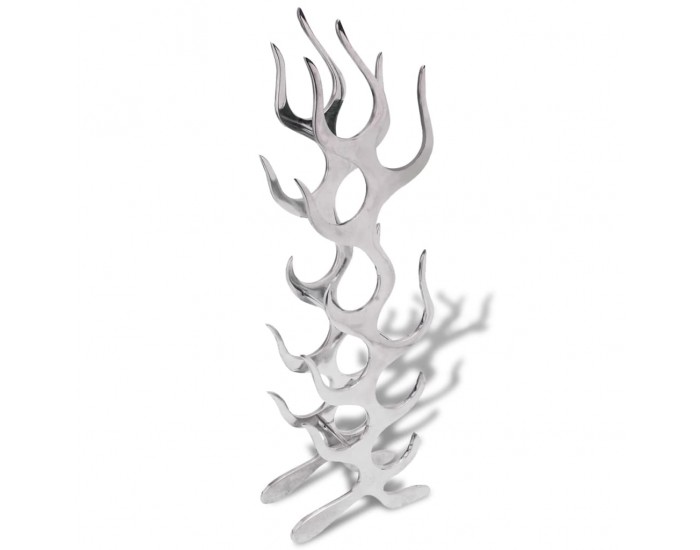 Sonata H Винен алуминиев стелаж, форма на пламък, сребрист, за 9 бутилки