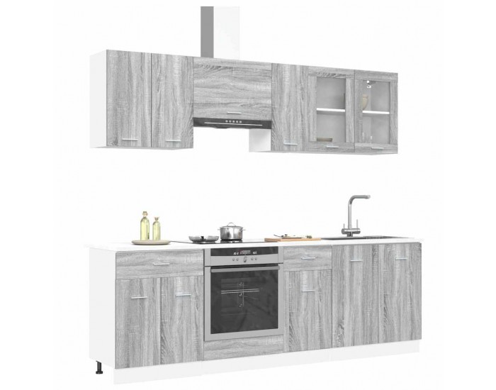 Sonata H Комплект кухненски шкафове с чекмедже Lyon 8 pcs Сив Сонома
