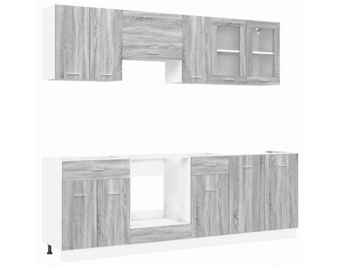 Sonata H Комплект кухненски шкафове с чекмедже Lyon 8 pcs Сив Сонома