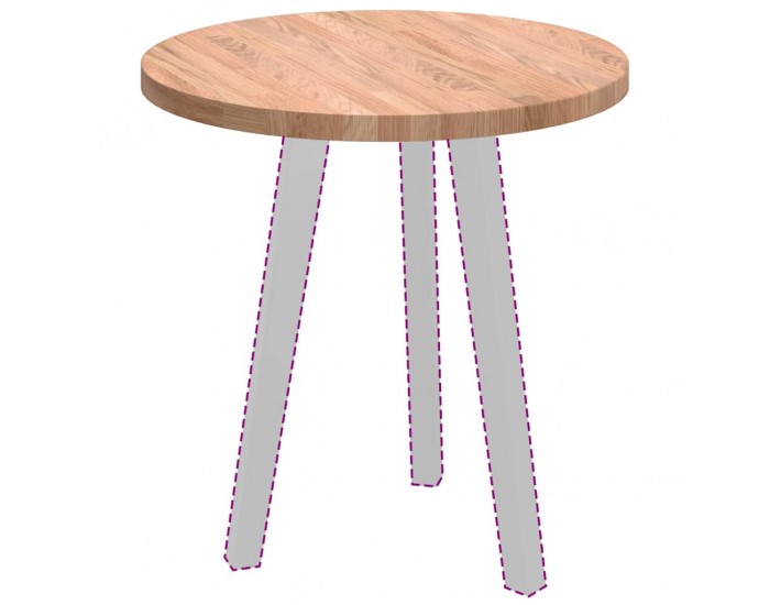 Sonata H Топ за маса Светлокафяво Ø 50 x 2.5 cm Солидно дъбово дърво