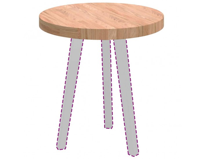 Sonata H Топ за маса Светлокафяво Ø 50 x 4 cm Солидно дъбово дърво