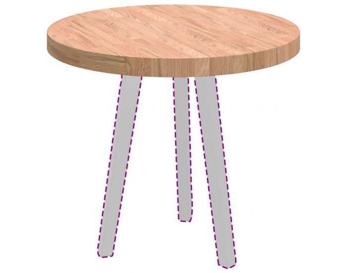 Sonata H Топ за маса Светлокафяво Ø 60 x 4 cm Солидно дъбово дърво