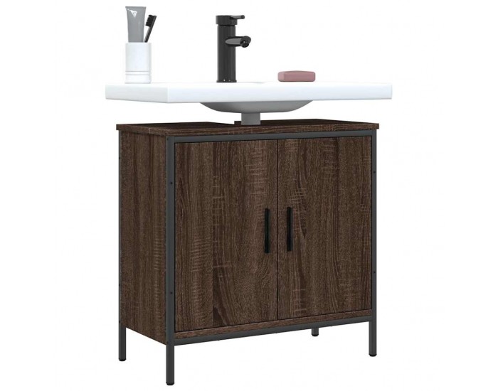 Sonata H Шкаф за мивка за баня, кафяв дъб, 60x30x60 см, инженерно дърво