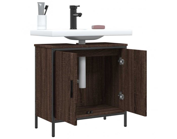 Sonata H Шкаф за мивка за баня, кафяв дъб, 60x30x60 см, инженерно дърво