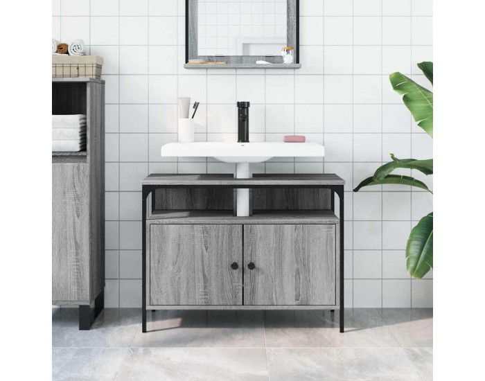 Sonata H Шкаф за мивка, сив сонома, 80x30x60 см, инженерно дърво