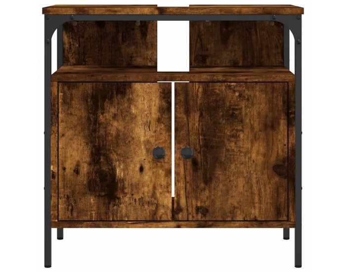 Sonata H Шкаф за мивка за баня, опушен дъб, 60x30x60 см, инженерно дърво