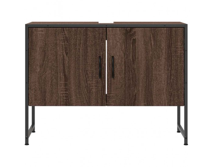 Sonata H Шкаф за мивка за баня, кафяв дъб, 80x33x60 см, инженерно дърво