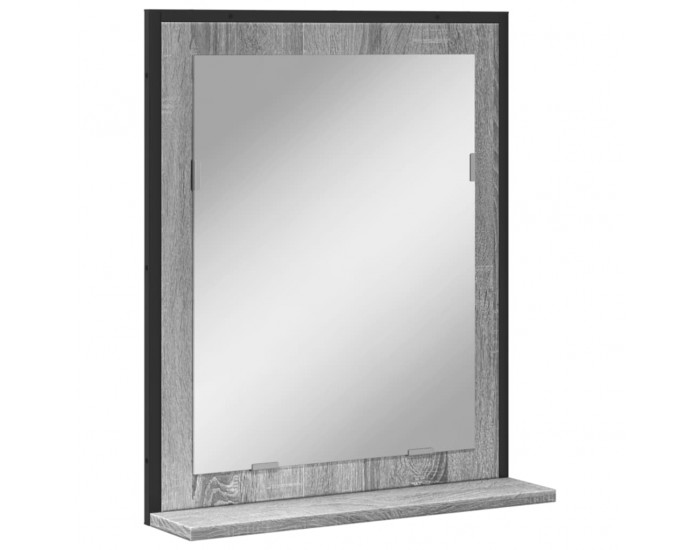Sonata H Огледало за баня с рафт сив сонома 50x12x60 см инженерно дърво