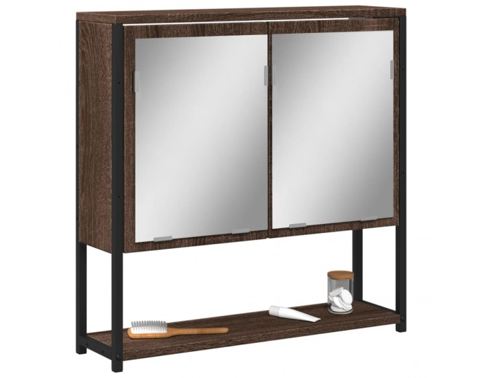 Sonata H Огледален шкаф за баня кафяв дъб 60x16x60 см инженерно дърво