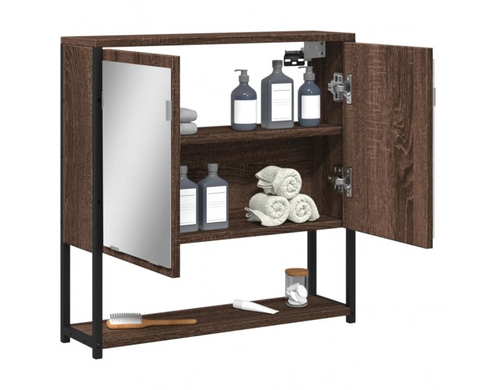 Sonata H Огледален шкаф за баня кафяв дъб 60x16x60 см инженерно дърво