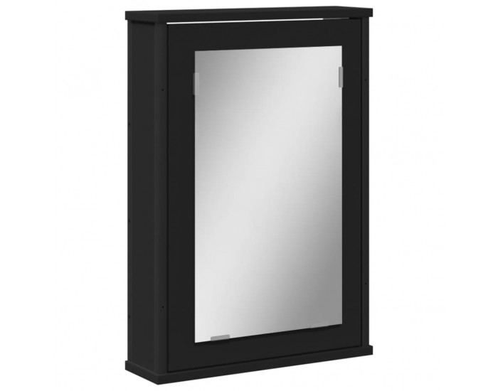 Sonata H Шкаф за баня с огледало, черен, 42x12x60 см, инженерно дърво
