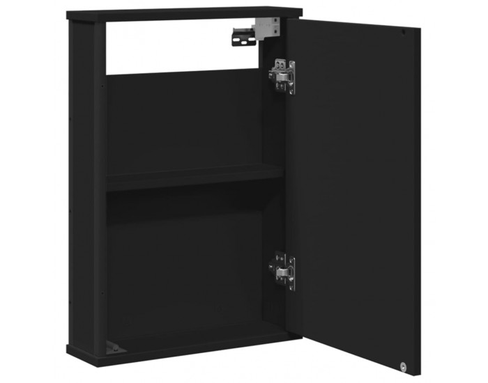 Sonata H Шкаф за баня с огледало, черен, 42x12x60 см, инженерно дърво