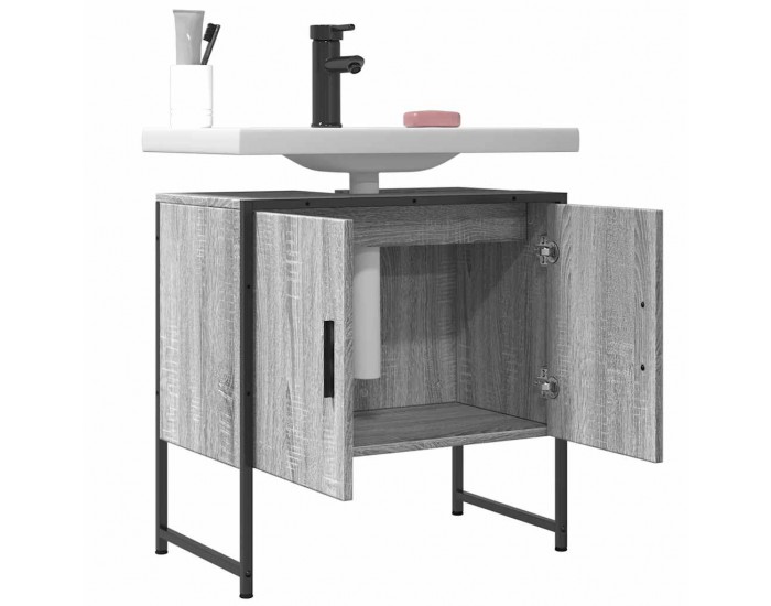Sonata H Шкаф за мивка, сив сонома, 60x33x60 см, инженерно дърво