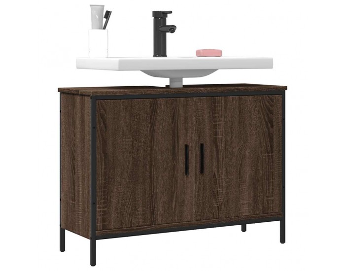 Sonata H Шкаф за мивка за баня, кафяв дъб, 80x30x60 см, инженерно дърво