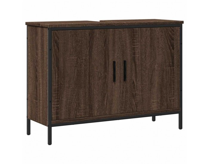 Sonata H Шкаф за мивка за баня, кафяв дъб, 80x30x60 см, инженерно дърво