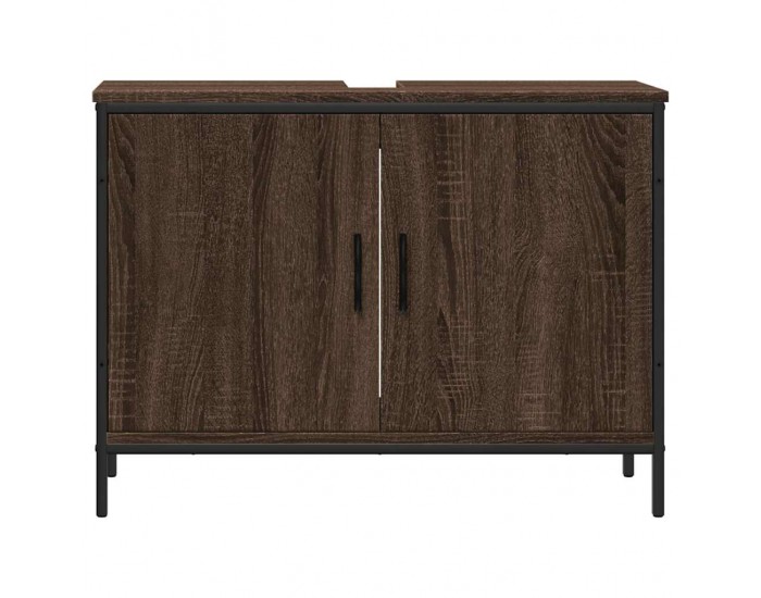 Sonata H Шкаф за мивка за баня, кафяв дъб, 80x30x60 см, инженерно дърво