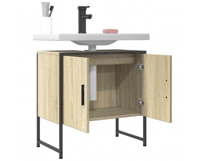 Sonata H Шкаф за мивка за баня, дъб сонома, 60x33x60 см, инженерно дърво