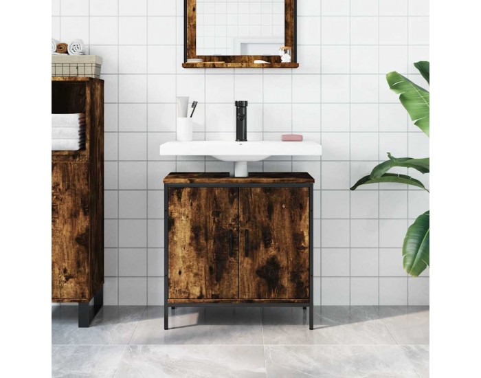 Sonata H Шкаф за мивка за баня, опушен дъб, 60x30x60 см, инженерно дърво