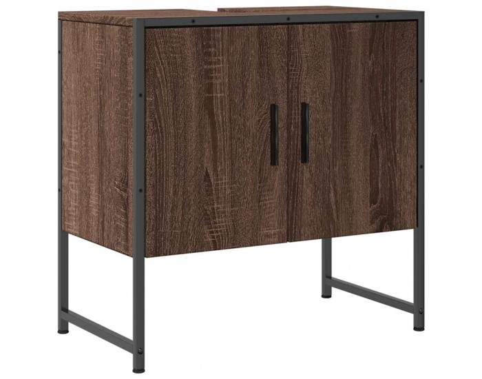 Sonata H Шкаф за мивка за баня, кафяв дъб, 60x33x60 см, инженерно дърво