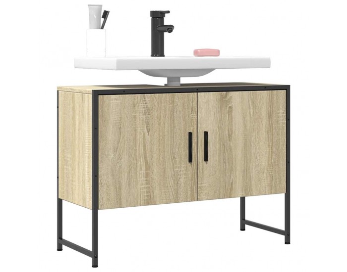 Sonata H Шкаф за мивка за баня, дъб сонома, 80x33x60 см, инженерно дърво