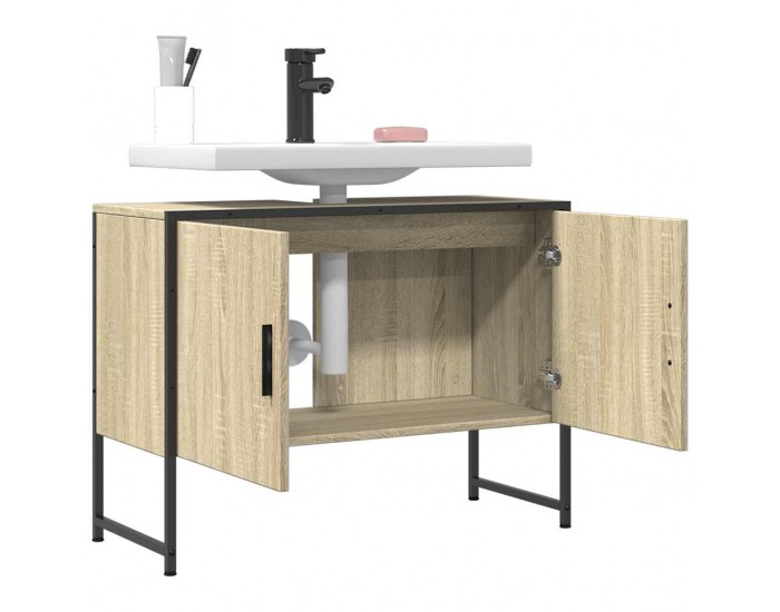 Sonata H Шкаф за мивка за баня, дъб сонома, 80x33x60 см, инженерно дърво