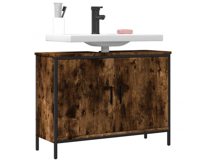 Sonata H Шкаф за мивка за баня, опушен дъб, 80x30x60 см, инженерно дърво